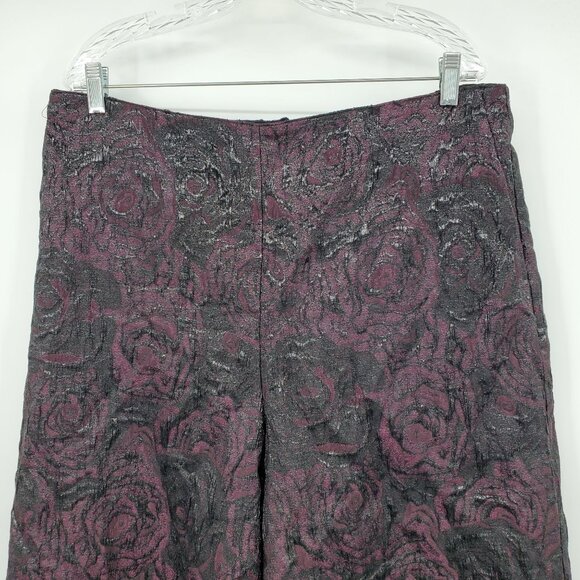 NWT Asos Cropped Wide Leg Purple Jacquard Whimsigoth High Rise Pants Size 14 - Picture 8 of 9
